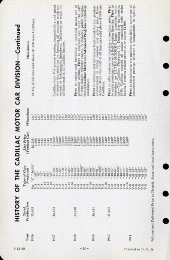 1941 Cadillac Salesmans Data Book Page 39